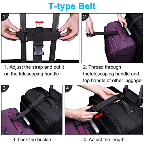 Wisdompro 2 Pcs Add a Bag Luggage Strap, Heavy Duty Adjustable Suitcase Belt Travel Attachment Travel Accessories for Connecting Your Luggage Together - Black (T-Type and Normal) - Image 6