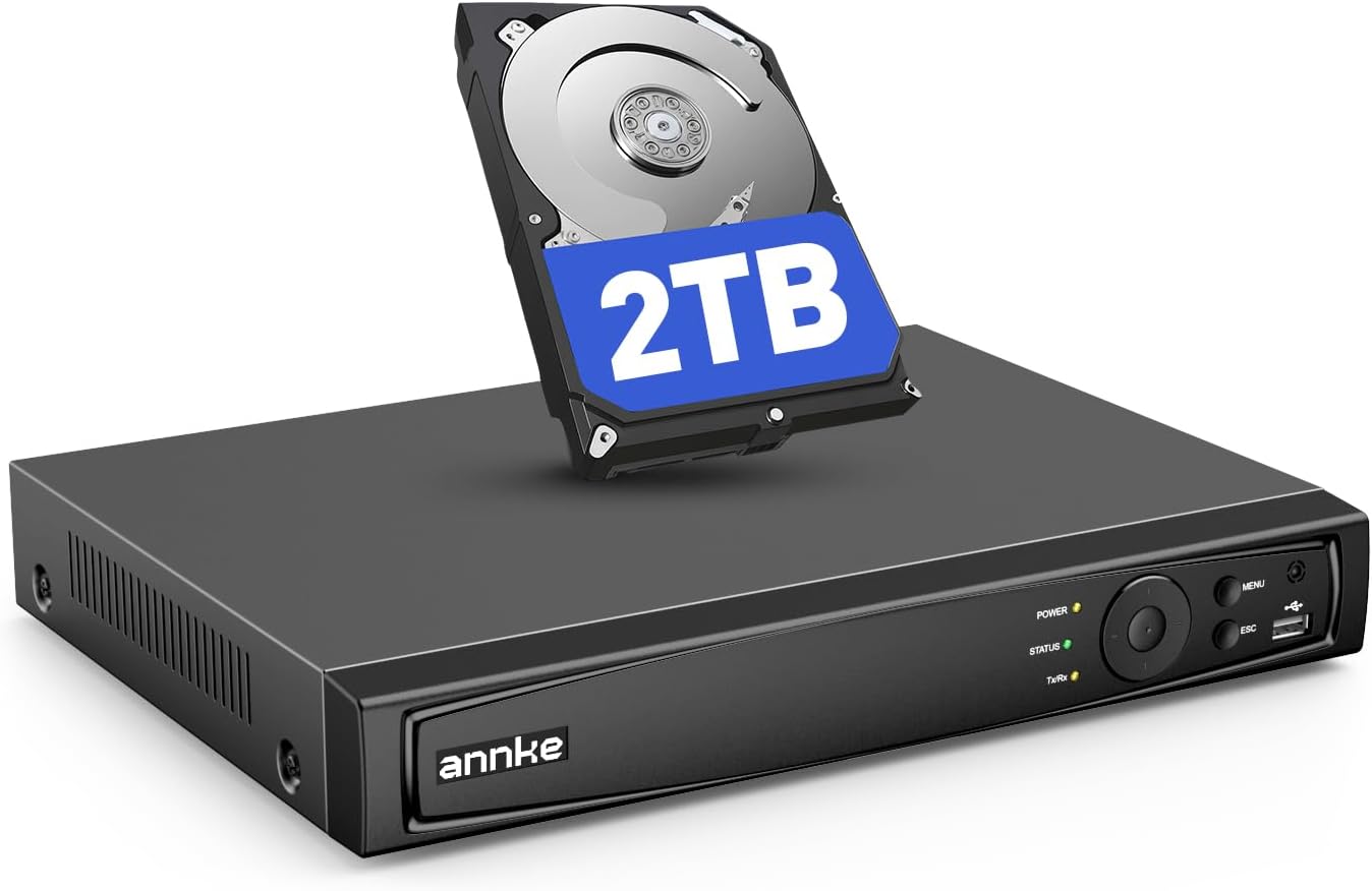 ANNKE 4K PoE NVR, 8 Channel CCTV Camera System with 2TB Hard Drive Supports 12MP/8MP/6MP/5MP/4MP/3K HD PoE IP Camera, Network Video Recorder for 24/7 Surveillance Recording