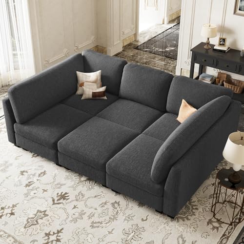 Belffin 86.2" Sectional Sleeper Sofa,Oversized Sectional Couch Wide Deep Seat Sofa Bed,Modular Sectional Couches for Living Room,Apartment and Bedroom,Dark Grey Dark Grey 86.2 Inch Sleeper S