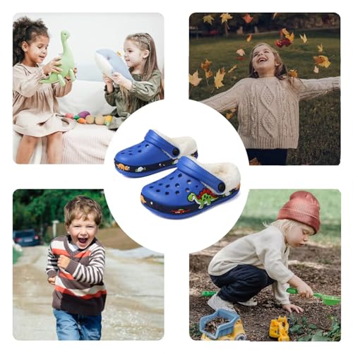 Image of Toddler Lined Clog Slippers Winter Garden Sandals Kids House Shoes Warm Slip On Sneakers Cartoon Slides for Boys and Girls Children Indoor Outdoor