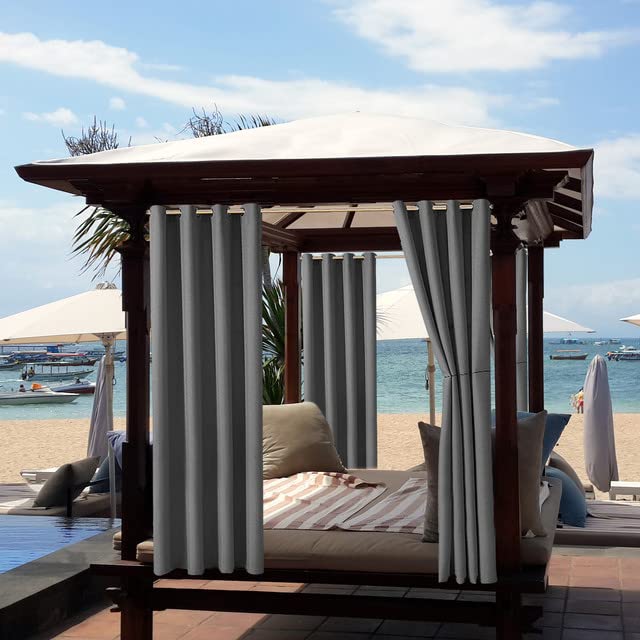 Outdoor Curtains for Garden Patio Waterproof,Blackout Thermal Insulated Eyelet Privacy Curtain for Gazebo Pergola Indoor Outside Curtains for Living Room Balcony(N-Dark Grey,1 Panel W94"*L95") — image 1