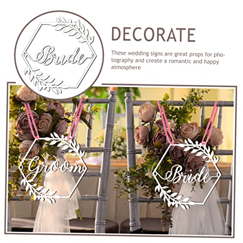 GOOHOCHY Wedding Chair Decorations Wooden Bride and Groom Chair Signs for Ceremony and Reception Rustic Country Wedding Party Supplies