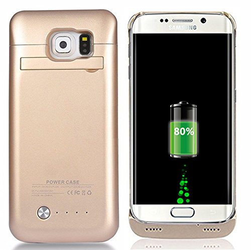 COOFUN Samsung Galaxy S6 Edge Charger Battery Case 4200mAh Ultra Slim Rechargeable Portable External Backup Battery Pack-Charger Cover-Protective Case Power Bank Case (Gold)