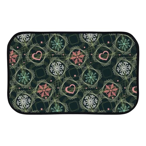 Nuansexi Bathroom Rugs Snowflake Pattern Romantic Winter Green Floor Mats Non Slip Bathmat Doormat Tub Mat Coral Velvet Absorbent Entrance Carpet Mats Machine Washable Bedroom Decor