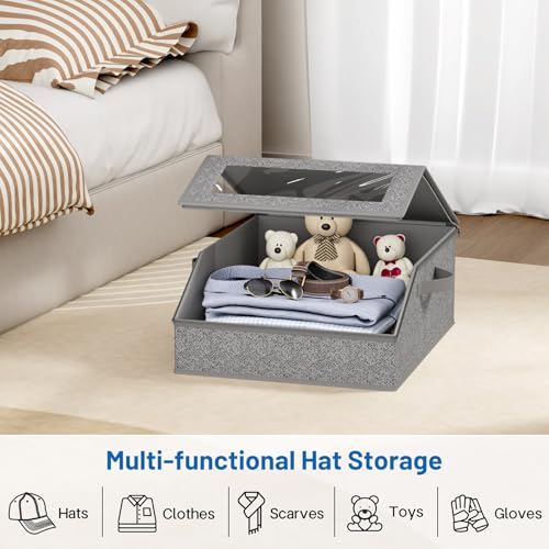 AOODA Sturdy Hat Storage for Baseball Caps, Holds up to 24 Caps Clear Hat Organizer for Closet, Bedroom, Wide Hat Box with Cardboard (Slate Grey) by AOODA - Used condition - Image 7