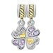 CharmSStory Mom Daughter Heart Love Dangle Charm Beads for Snake Chain Bracelet (Purple)