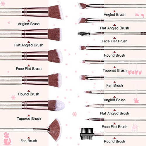 BESTOPE Makeup Brushes 16PCs Makeup Brushes Set with 4PCs Makeup Sponge and 1 Brush Cleaner Premium Synthetic Foundation Brushes Blending Face Powder Eye Shadows Make Up Brushes Tool (Champagne Gold)