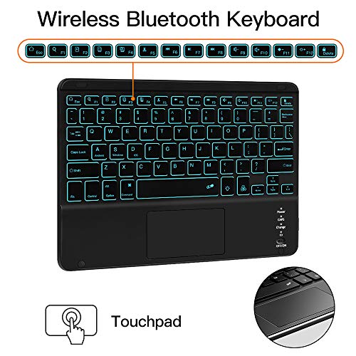 iPad 10.2 7th Generation Backlit-Keyboard Case 2019 - JUQITECH Smart Case with Touchpad Wireless Keyboard for iPad 7th Gen Magnetic Detachable Rechargeable Keyboard Cover with Pencil Holder, Rose Gold