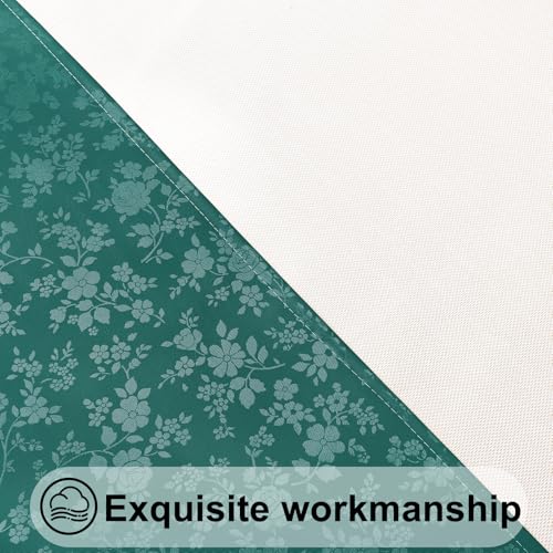 Image of Smiry Waterproof Heavy Duty Vinyl Fitted Tablecloth for 36 inch-44 inch Round Table | Elastic Plastic Table Cloth, Wipeable Washable Floral Patio Table Cover for Picnic, Kitchen and Dining, Green