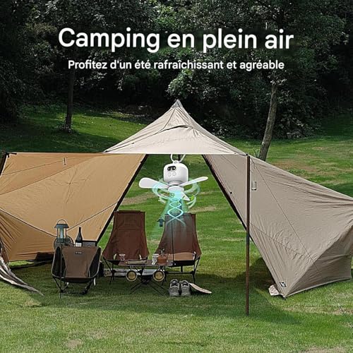 Ventilateur portable camping LED à 4 vitesses rechargeable USB