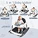 Wolfcode 5-in-1 Music and Lights Baby Walker Foldable with 5 Adjustable Heights, Baby Walker with Wheels and Bouncer Combo Portable, Infant Toddler Walker for Baby Boy Girls 6-18 Months