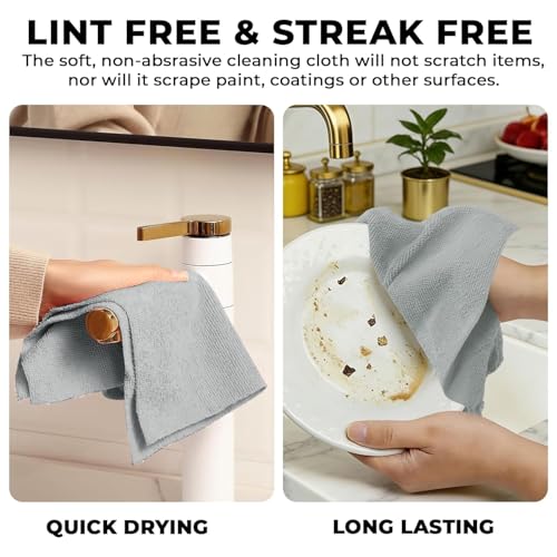Image of Microfiber Cleaning Cloth Roll, 25Pcs, 4000 Times Washable - 10X Cheaper Than Paper Kitchen Towel Roll - Ultra Absorbent Lint Free Microfiber Cleaning Cloth for Kitchen - Tearable, Reusable