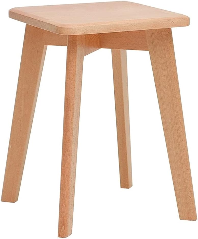 Minimalist Fashion Creative Adult Small Bench Household Square Stool Solid Wood Stool Fashion Dressing Stool for Living Room Bedroom Kitchen Casual/Natural Wood Color