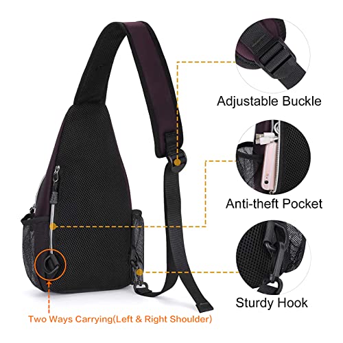 Mosiso Mini Sling Backpack,Small Hiking Daypack Travel Outdoor Casual Sports Bag, Purple #TOP3