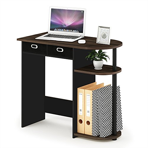 Image of Furinno GO GREEN Desk, 31.5 inch Wide Gaming Desk with 2 Side Shelves and Storage Bins, Computer Desk, Office Desk for Home Office, Study Room, Dorm, Bedroom, Columbia Walnut