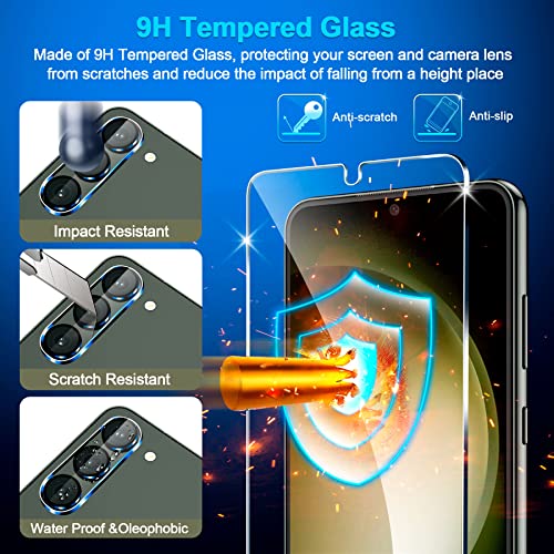 Image of firtstnow 3 Pack for Samsung Galaxy S23 Screen Protector Tempered Glass + 3 Pack Camera Lens Protector, Military Grade Shatterproof, 9H Hardness, Fingerprint Unlock, HD Clear Case Friendly 6.1 Inch