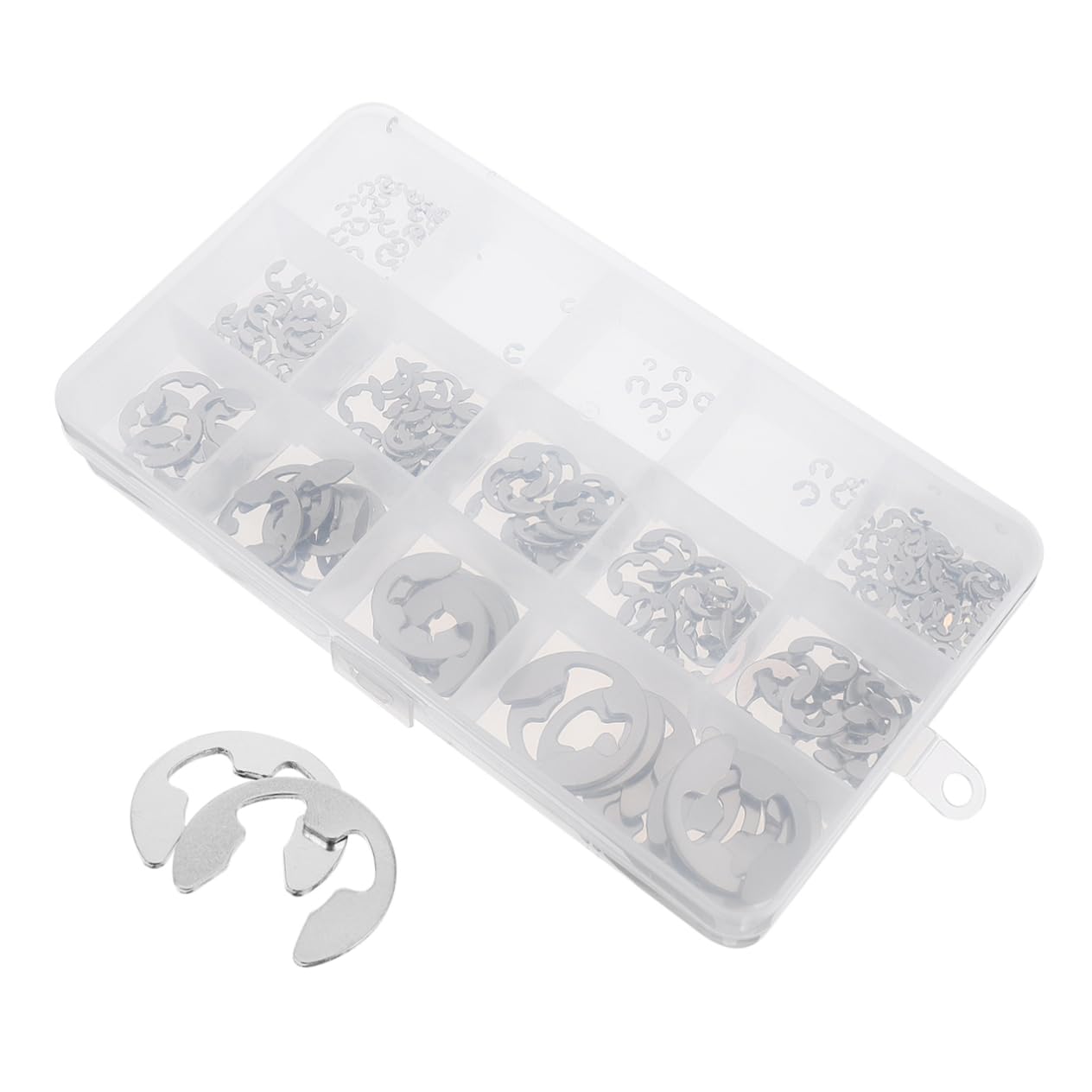 STOBAZA 1 Set Stainless Steel Circlip External Snap Ring Assortment Open Split Washer Retaining Ring Retainer Ring Circlip Assortment Kit Silver