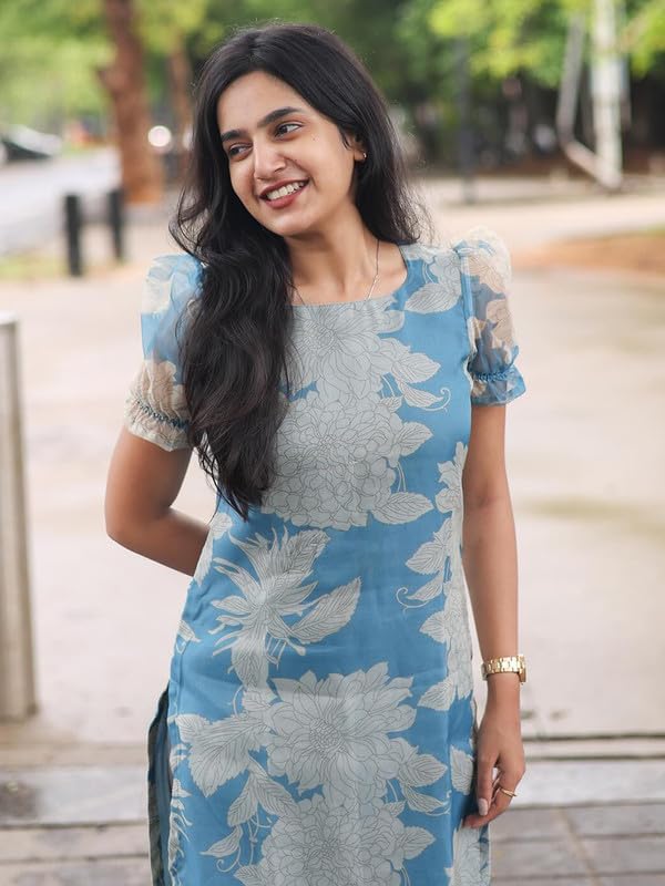 Image of Sun Fashion And Lifestyle Women's Chanderi Straight Printed Kurti