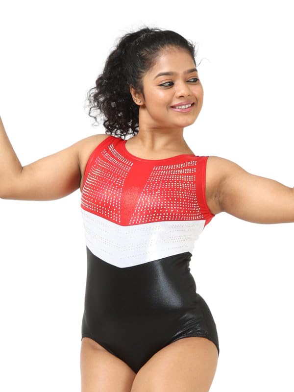 Image of IKAANYA Girls /Women Sleeveless Leotard - Ideal for Gymnastics, Dance, Yoga, Acrobatics or Performance (Toddlers, Kids, Adults)