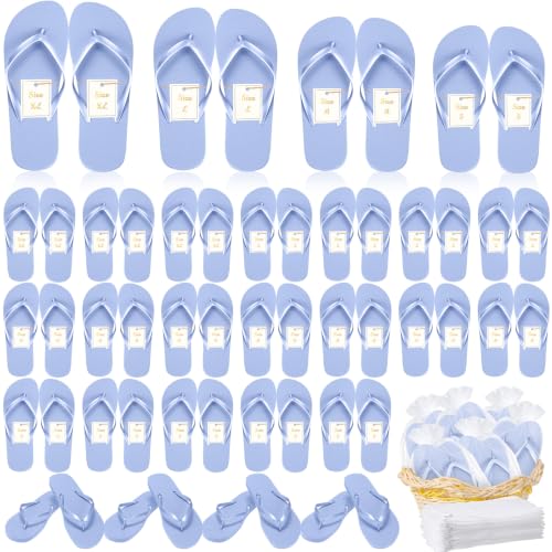 Image of Unittype Flip Flops Bulk for Wedding Guest Slippers Wedding Flip Flops with Cards Bags for Pool Beach Party