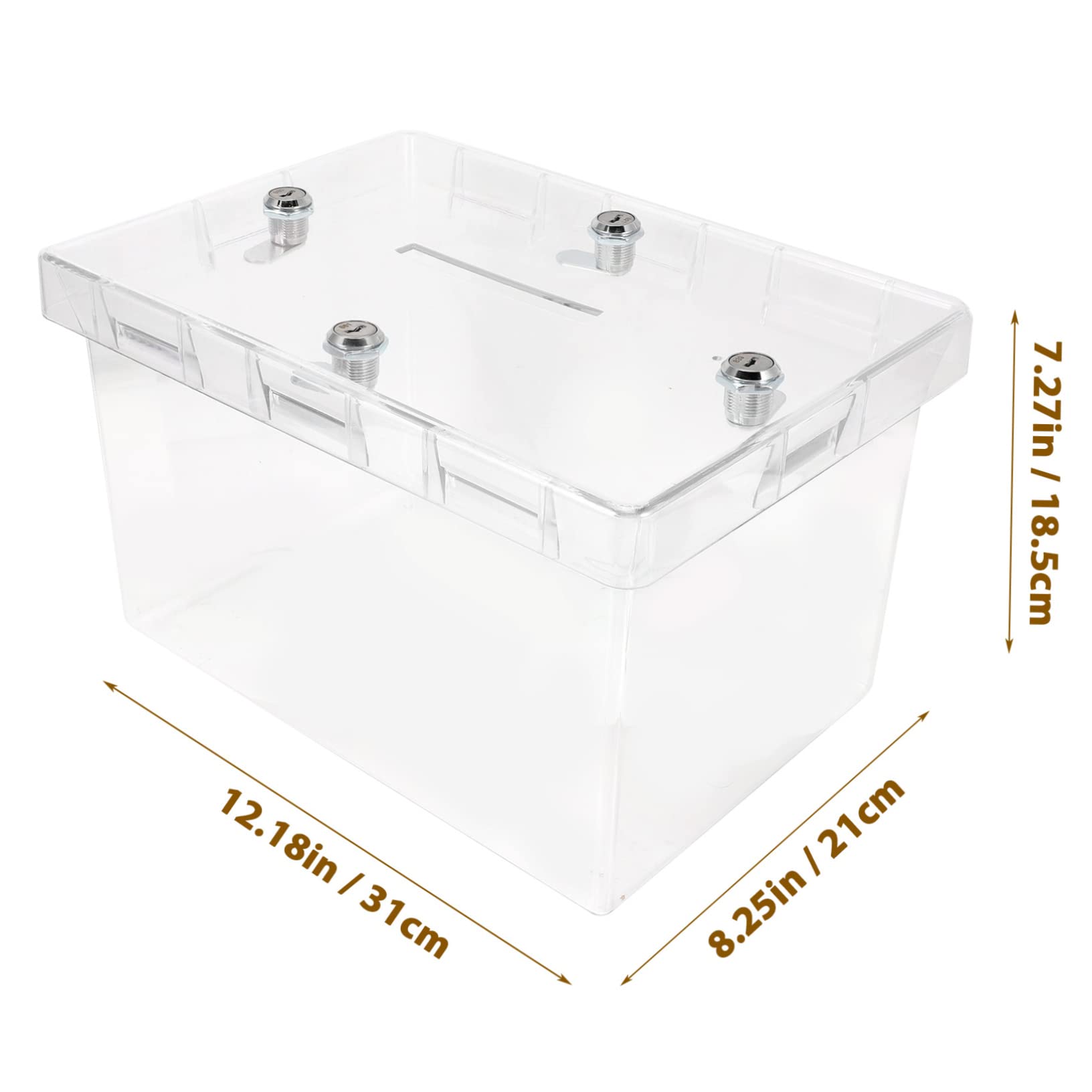 Ciieeo Box 4 Acrylic Clear Wedding Card Box with Locks and Keys for Reception Secure Money and Envelope Collection Transparent Design for Present Cards and Keepsakes at Events