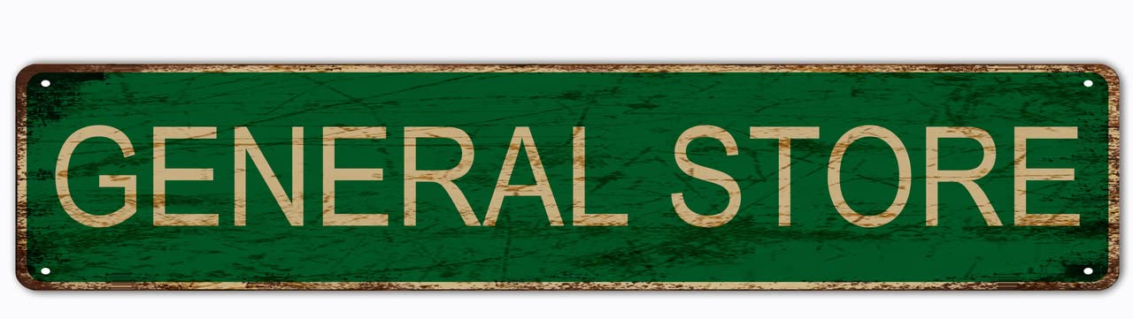 General Store Vintage Tin Signs Art Plaque Aluminum for Bedroom Kitchen Garden Wall Pub Club Coffee Hanging Decor 4x16 Inch