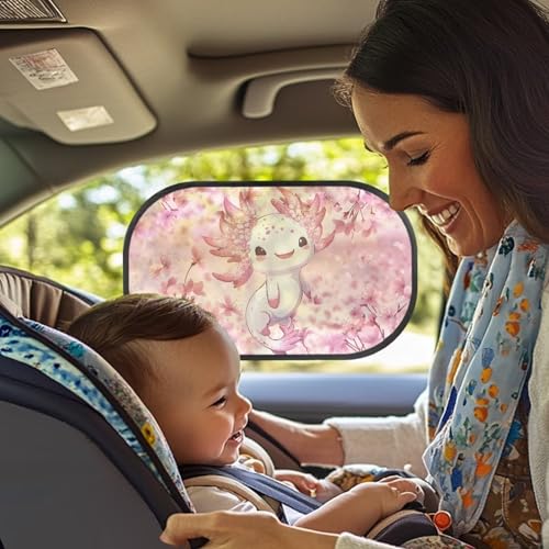 Tupalatus Axolotl 2-Piece Car Window Sun Shade for Baby Blocks Heat and UV Rays Keep Car Cooler Sun Blocker Cover for Baby Protection Pop-Up Portable Easy to Install