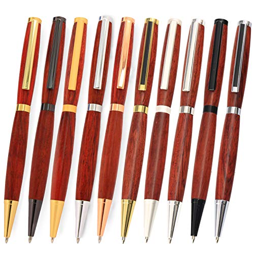Legacy Woodturning Slimline Pen Kit - 10 Pack Variety, Gold, Black Chrome, Chrome with Black Stripe Clip, Gun Metal, Copper