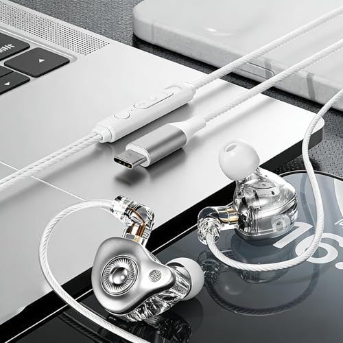 USB C Headphones Wired for iPhone 17e 17 16 15 Pro Max Plus 16e Air Samsung Buds S26 S25 Ultra in-Ear Earbuds with Microphone - Noise Cancelling Type C Wired Earphones Over-Ear Corded Android Apple