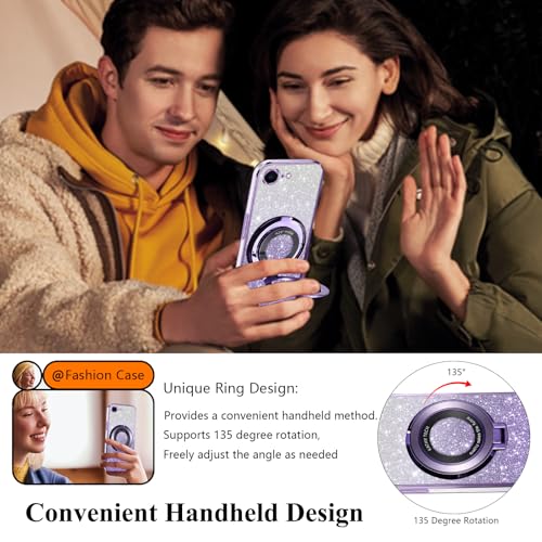Coque iPhone 16e aimantée violette résolvant le problème de charge sans fil avec support intégré - 4