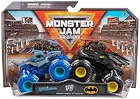 Monster Jam - Original Zweier-Pack mit dem Batmobil vs. Megalodon - authentischen Monster Trucks im Maßstab 1:64