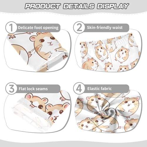 Cartoon Hamster Girls Leggings Ultra Soft Compression Yoga Gym Pants for Kids 4-10T3