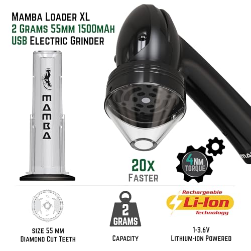 Image of Mamba XL Electric Spice Grinder, USB Rechargeable One-Hand Herb & Spice Mill with Aluminum Teeth, Portable Kitchen Grinder for Seasonings, Black