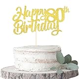 1 Stück Happy 80th Birthday Cake Topper Glitter 80 Geburtstag Tortendeko Prost auf 80 Jahre alt achtzig fabelhafte Tortendekorationen 80 Geburtstag Party Kuchen Dekoendeko Gold
