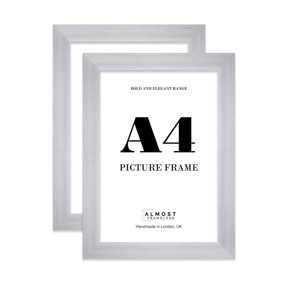 A4 Photo Frame, Display A4 Pictures (21 x 29.7cm - 8.3 x 11.7in) Picture Frame for wall Display - Silver - 2 Pack — image 1