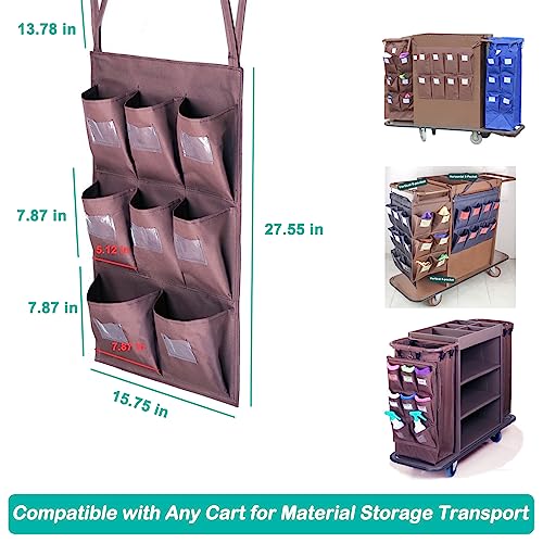 Image of Replacement Janitorial Cart Bag, Waterproof Thickened Commercial 8-Pocket Housekeeping Cart Organizer Housekeepers Cart Sorting Pocket, Fits Any Cart Used for Material Storage Transport