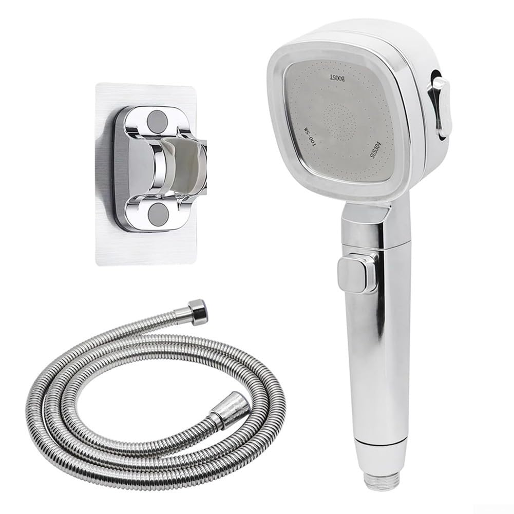 Pommeau de douche camping-car, tuyau inclus, 3 jets, haute pression, économie d'eau, interrupteur marche/arrêt, caravane, camping, mobil-home, acier inoxydable, 1,5 m