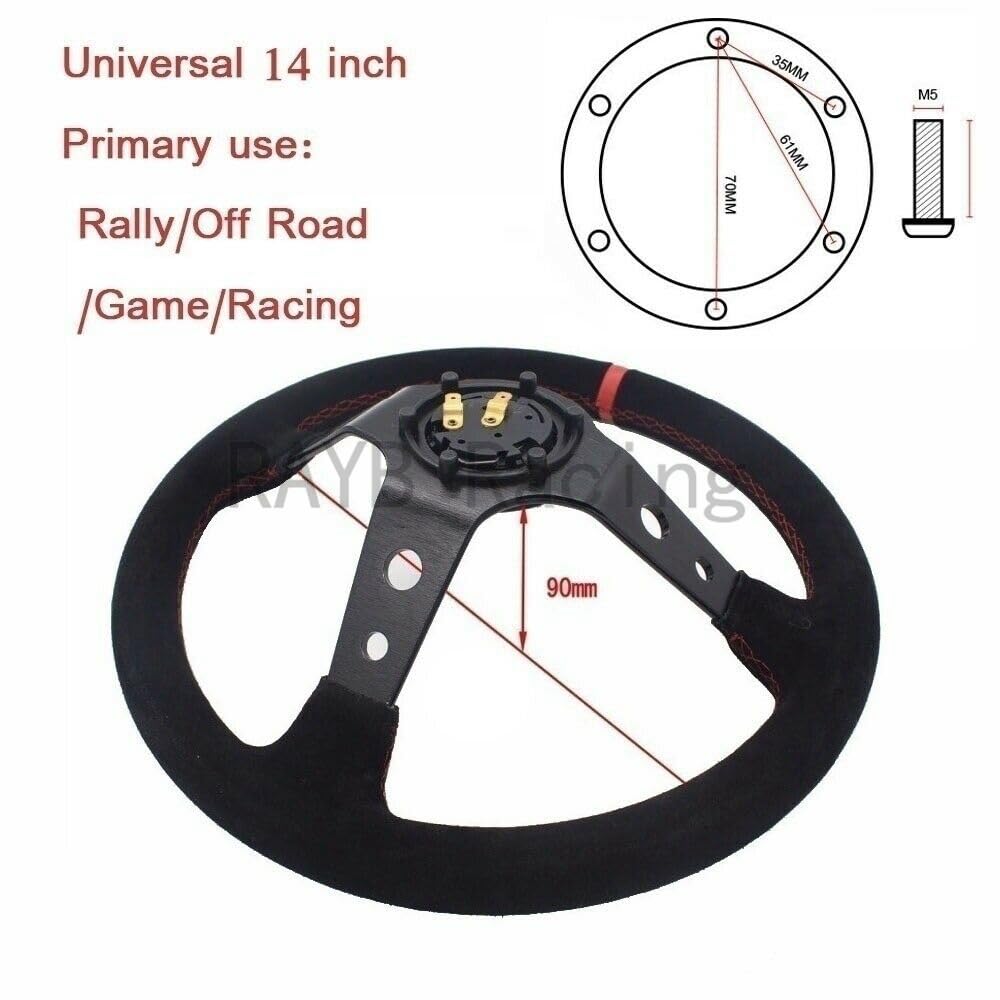 Volante da Corsa Universale,Volante Sportivo Volanti universale da 14 pollici 350 millimetri Auto Racing profonda(Blue)