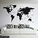 Dekoidea by Crearreda Decorazione Gigante per muri adesiva removible "Black World Map" 240 x 140 cm in Vinile (Adesivo Murale - Black Map) completamente made in italy