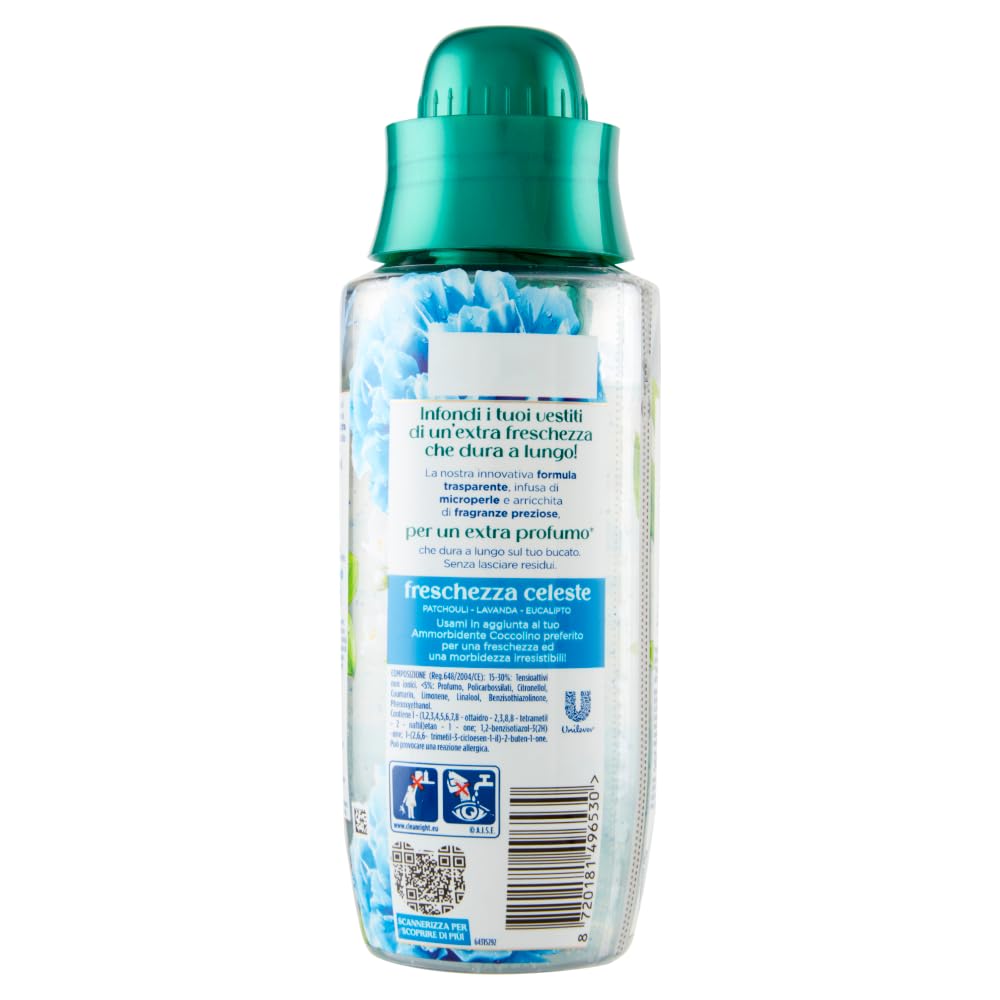 Coccolino Profumo per Bucato Elixir Freschezza Lot de 4 parfums de linge frais céleste 4 x 342 ml + Italian Gourmet Polpa 400 g