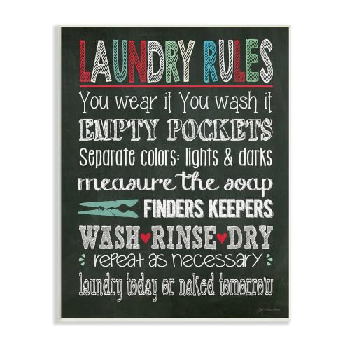 Stupell Home Décor Laundry Rules Typography Chalkboard Bathroom Wall Plaque, 10 x 0.5 x 15, Proudly Made in USA