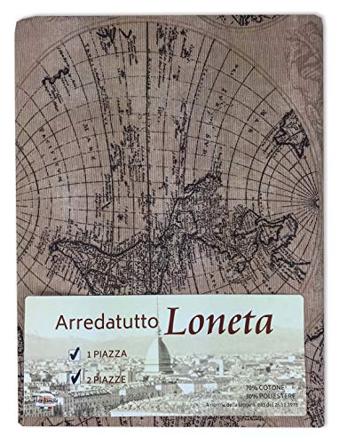 tex family Telo ARREDO COPRITUTTO Gran Foulard COPRILETTO COPRIDIVANO Tessuto LONETA Mondo Marrone - 2 PIAZZE