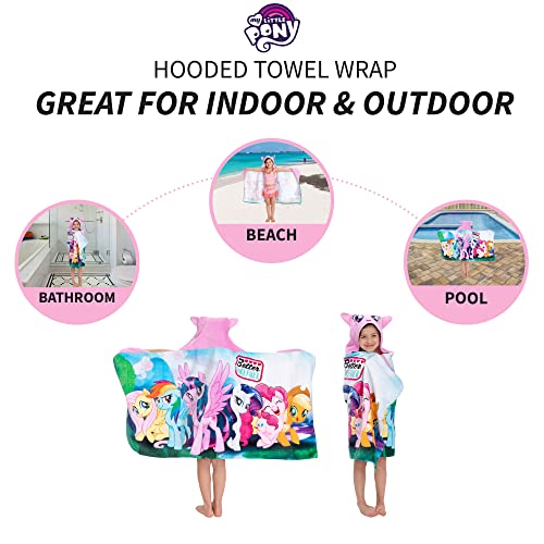 Image of My Little Pony Bath /Pool /Beach Soft Cotton Terry Hooded Towel Wrap, 24 in x 50 in, By Franco Kids