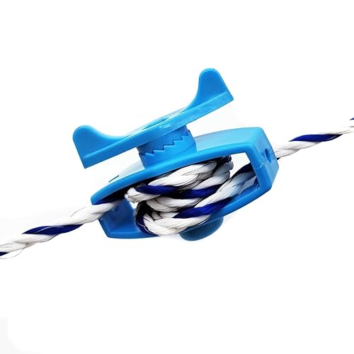 Miniatura 6 de Zuobeiyi 12 conectores eléctricos de alambre para valla con 2 tensores eléctricos de cerca, abrazaderas de perno dividido, tensor azul en línea para