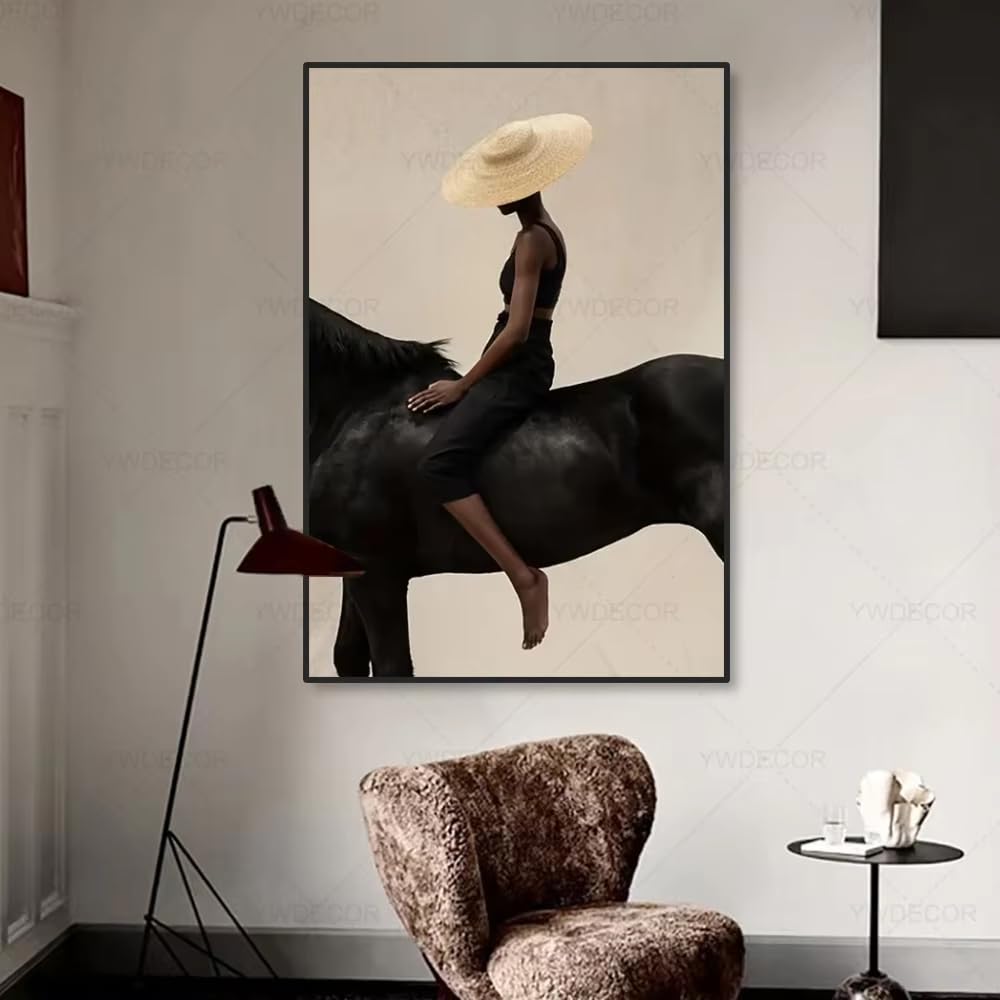 Cuadro de pared moderno con diseño de caballo negro, lienzo artístico de lujo, pintura de pared para dormitorio, oficina, sala de estar, decoración del hogar, 60 x 80 cm