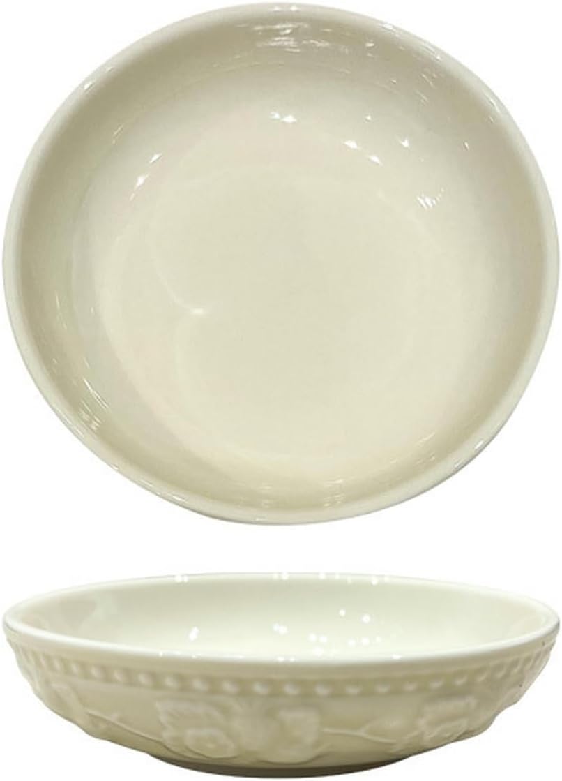 Vintage Rice Bowls ，Ceramic Tableware Rice BowlVintage rice bowls and dishes, household ceramic bowls and plates(8 Inch Shallow Plate (Cream Color))