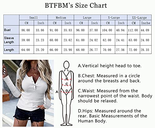 Btfbm Women Long Sleeve V Neck Button Up Solid Tops Blouses Trendy Slim Fit Lace Sleeves Ribbed Knit Casual Shirts Tunic (Solid White, Medium) #TOP4