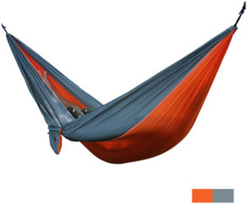 HAKMOCK Durable and Portable Parachute Fabric Travel Camping Hammock,Orange/Grey