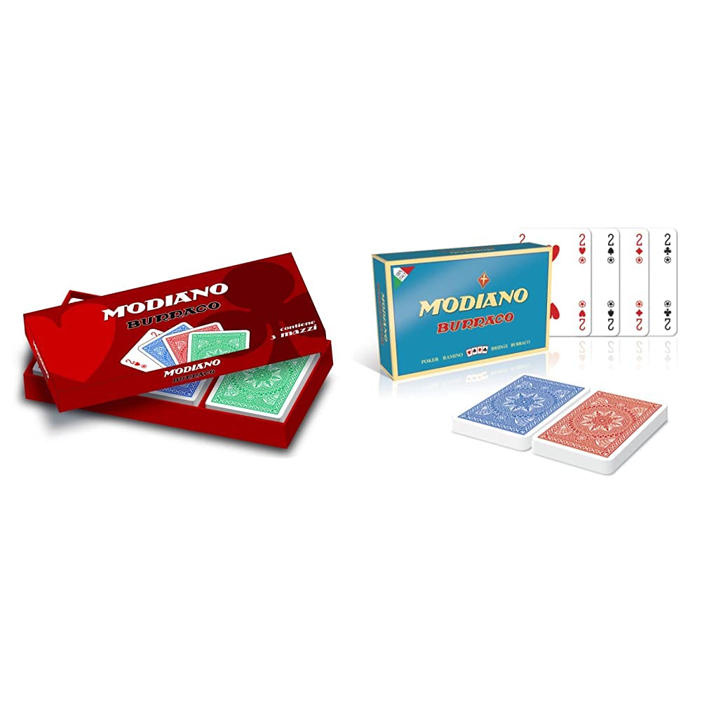 Modiano Burraco, 108 carte, 6 giocatori, Istruzioni e segnapunti inclusi