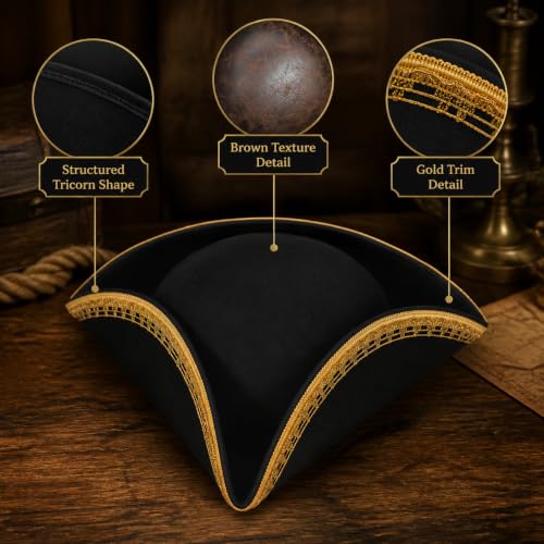 Image of HOMELEX Pirate Tricorn Hat for Adults Halloween Costume